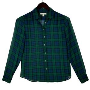 Banana Republic Green and Blue Plaid Blouse